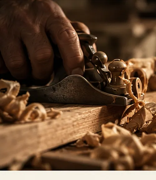 A hand plane at work among shavings